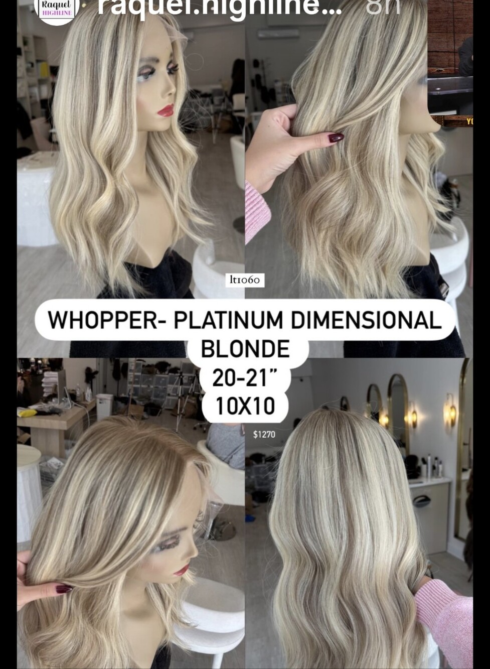 Highline 20" Human Hair  Blonde Lace Top Whopper (Partial Wig Topper) 10 x 10"